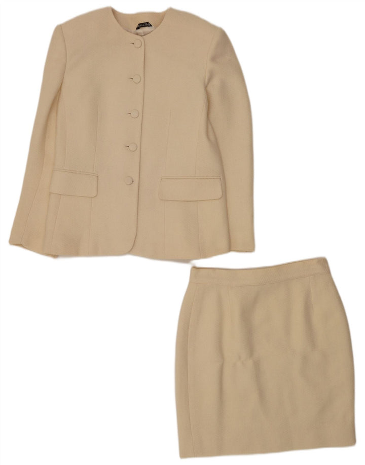 Andrea's Womens 5 Button 2 Piece Skirt Set IT 46 Large W28  Beige Wool