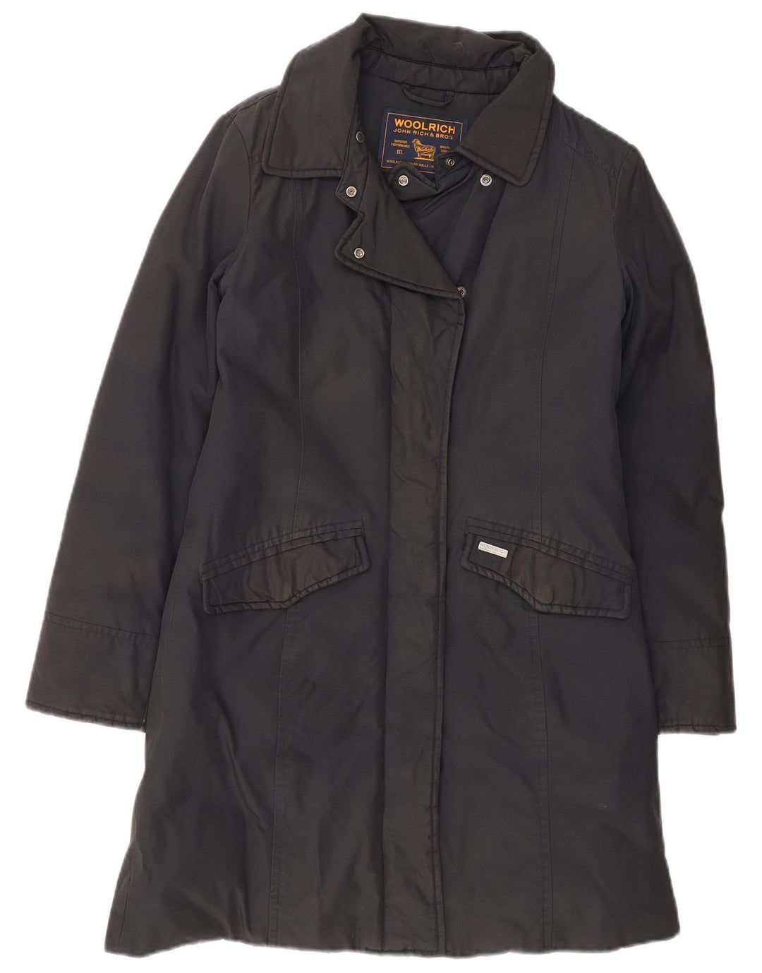 Woolrich Womens Padded Coat UK 10 Small Black Cotton