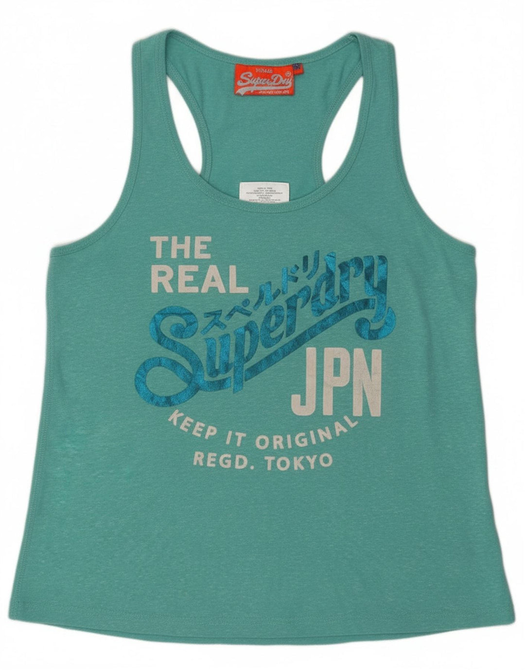 Superdry Womens Graphic Vest Top UK 12 Medium Turquoise Polyester