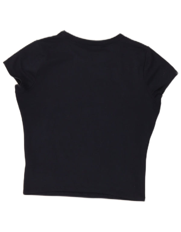 Hollister Womens Crop T-Shirt Top UK 14 Large Black Polyester