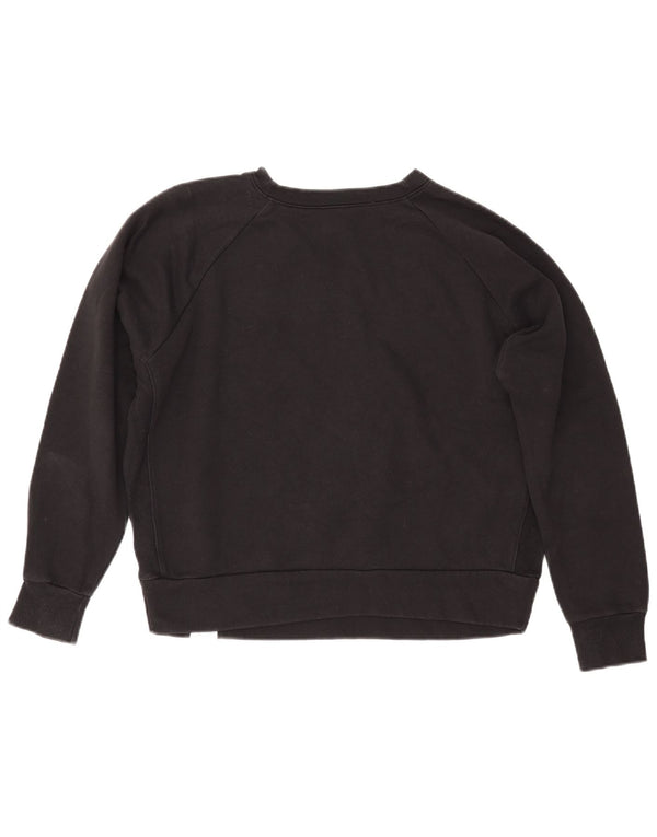 REEBOK Womens Graphic Sweatshirt Jumper UK 14 Medium Black Cotton