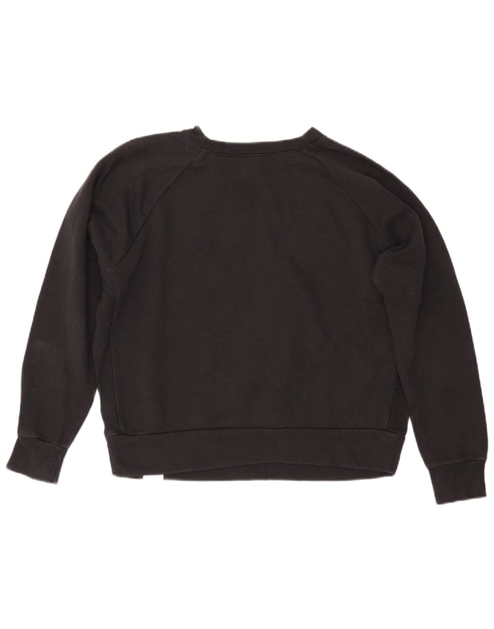 REEBOK Womens Graphic Sweatshirt Jumper UK 14 Medium Black Cotton