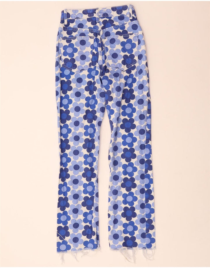 ZARA Womens Straight Jeans EU 32 2XS W22 L28 Blue Floral