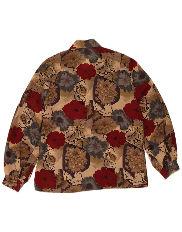Vintage Womens Shirt Blouse UK 12 Medium Multicoloured Floral Polyester