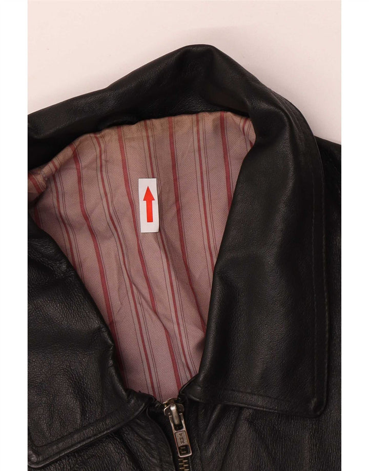 Vintage Mens Leather Jacket UK 42 XL Black Leather