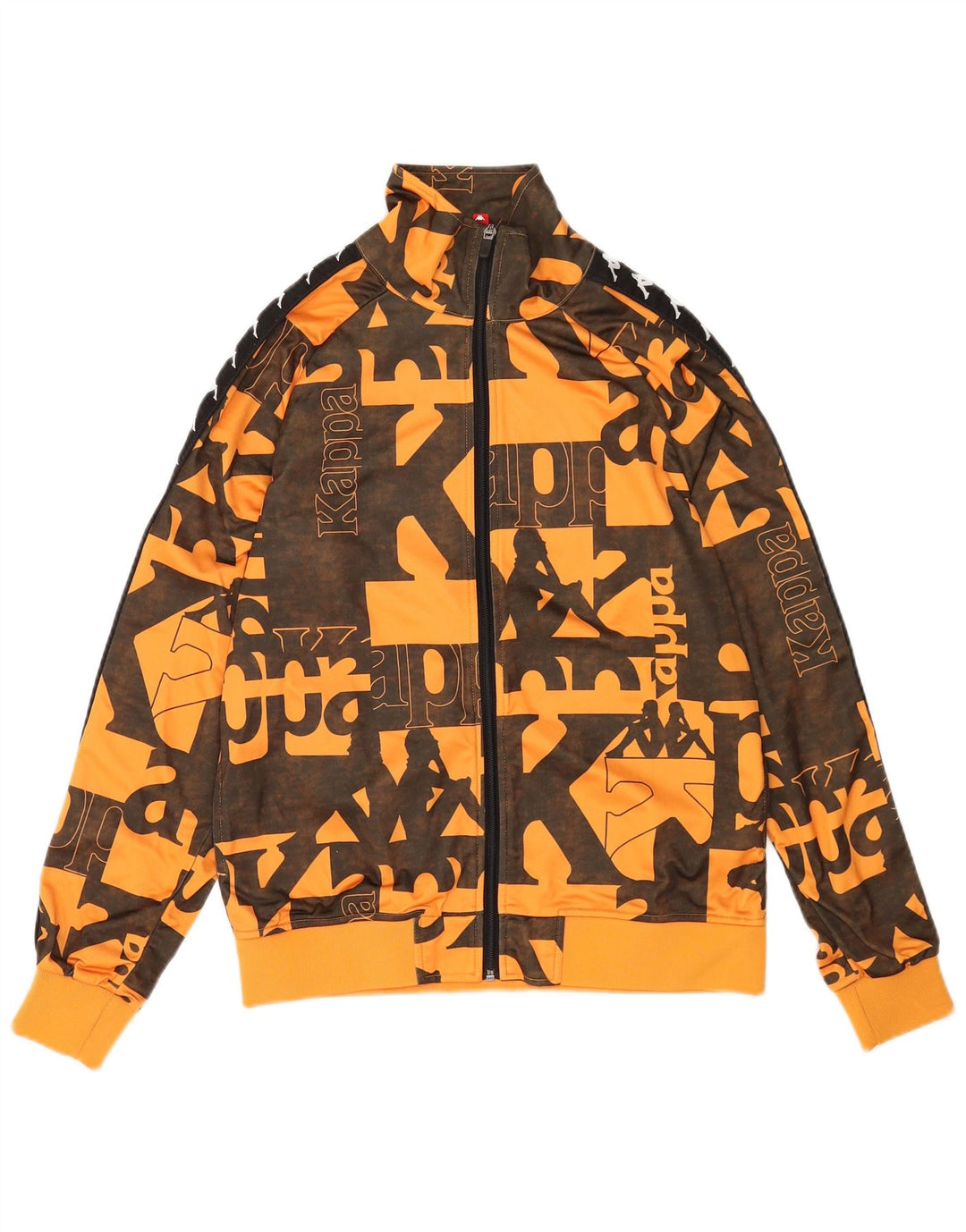 Kappa Mens Graphic Tracksuit Top Jacket Small Orange Geometric Polyester