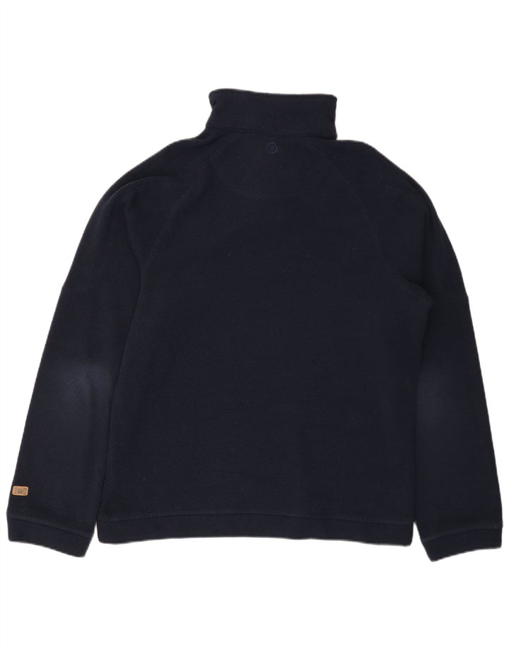 Animal Mens Button Neck Jumper Sweater Medium Navy Blue Polyester