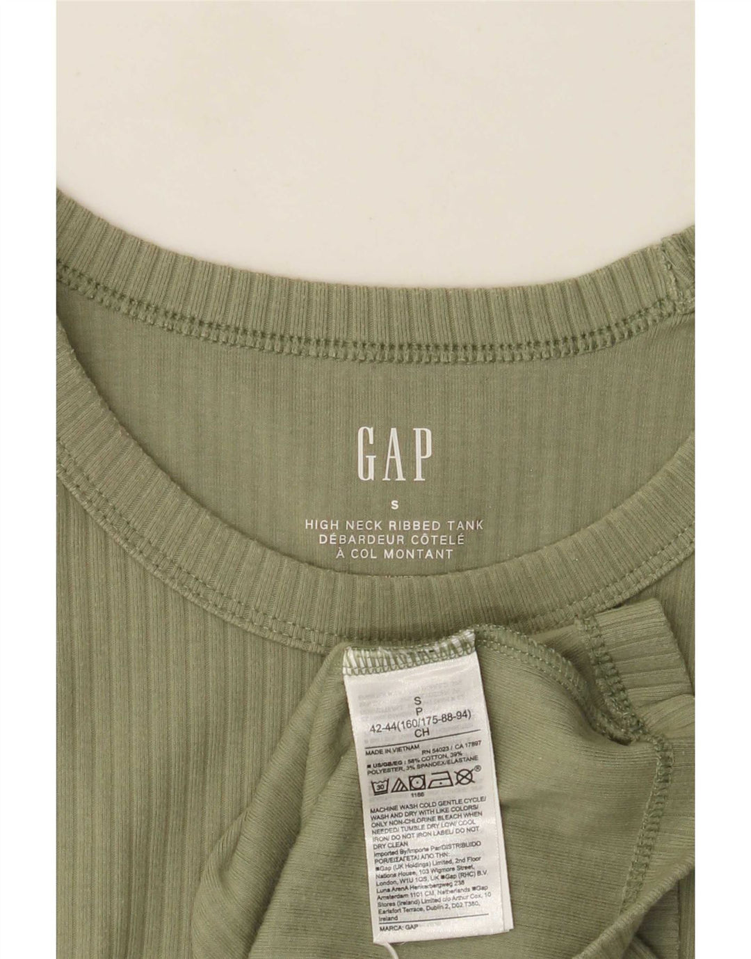 Gap Womens Vest Top UK 8 Small Khaki Cotton