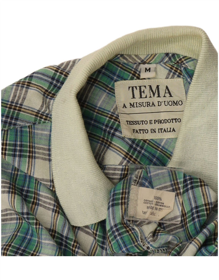 Vintage Mens Pullover Shirt Medium Green Check Cotton