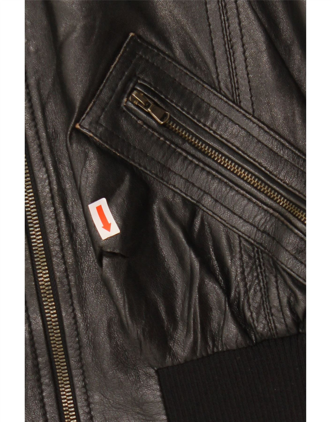 CINTI Womens Crop Bomber Leather Jacket IT 46 Large Black Leather