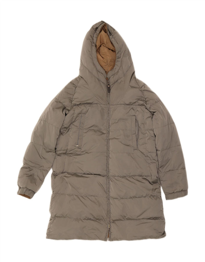 Max Mara Womens Hooded Reversible Padded Coat UK 10 Small Beige Polyamide