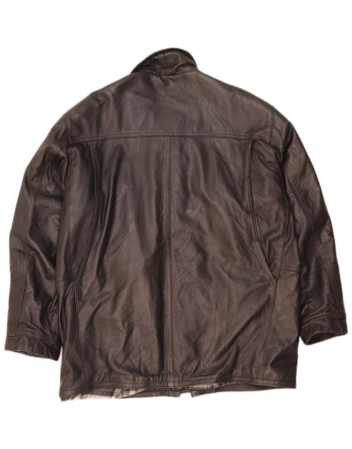 Gianfranco Ferre Mens Leather Jacket UK 42 XL Black Leather