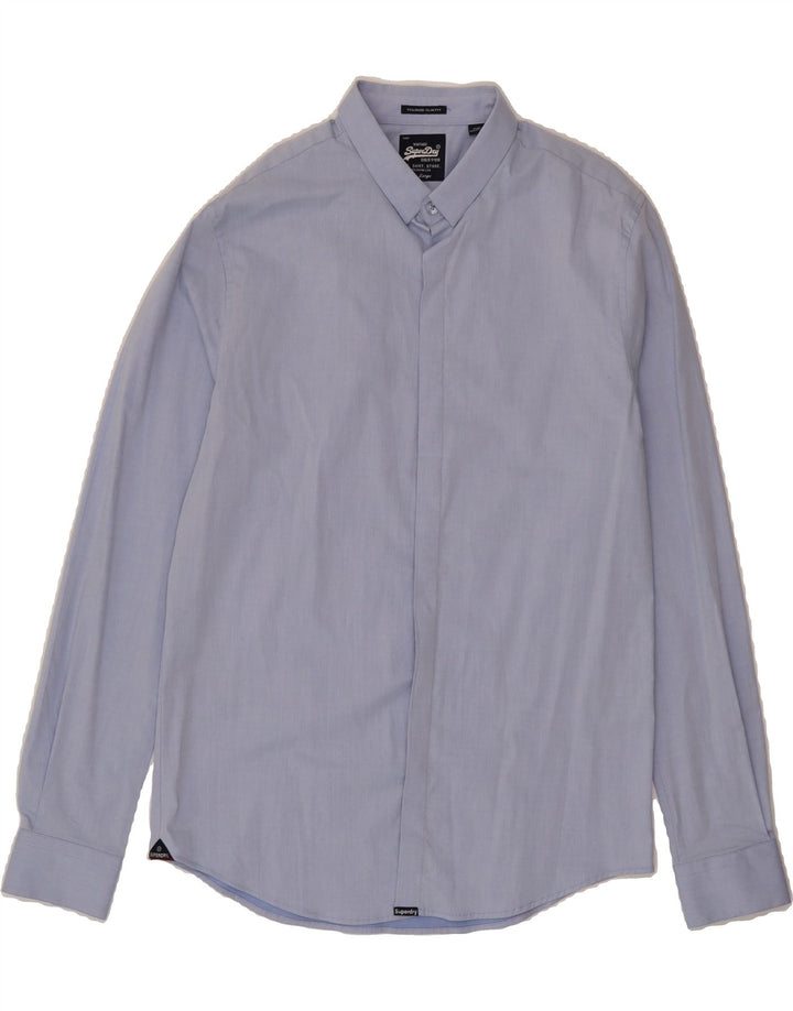 SUPERDRY Mens Tailored Slim Fit Shirt Large Blue Cotton Vintage Superdry and Second-Hand Superdry from Messina Hembry 