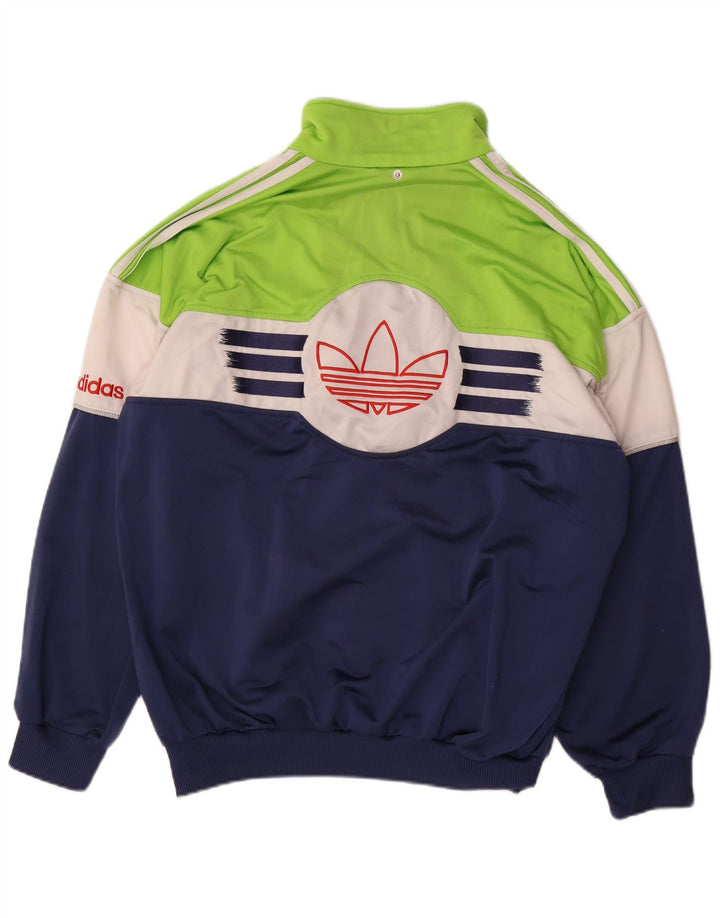ADIDAS Mens Tracksuit Top Jacket UK 42/44 Large Navy Blue Colourblock