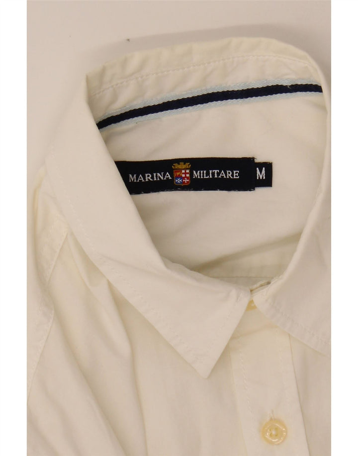 MARINA MILITARE Mens Graphic Shirt Medium Off White Vintage Marina Militare and Second-Hand Marina Militare from Messina Hembry 