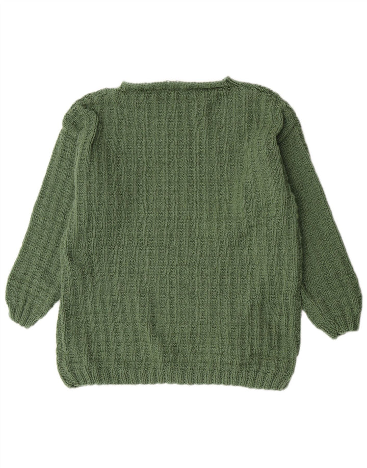 Vintage Womens Crew Neck Jumper Sweater UK 14 Medium Green Retro