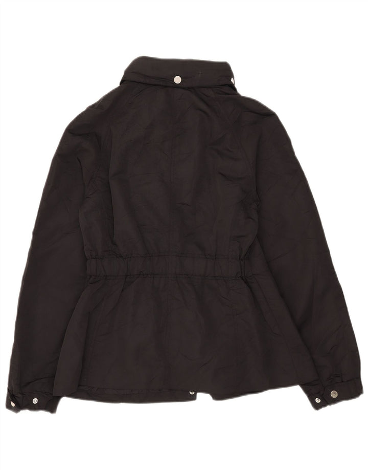 Massimo Dutti Womens Hooded Windbreaker Jacket UK 14 Medium Black Polyester