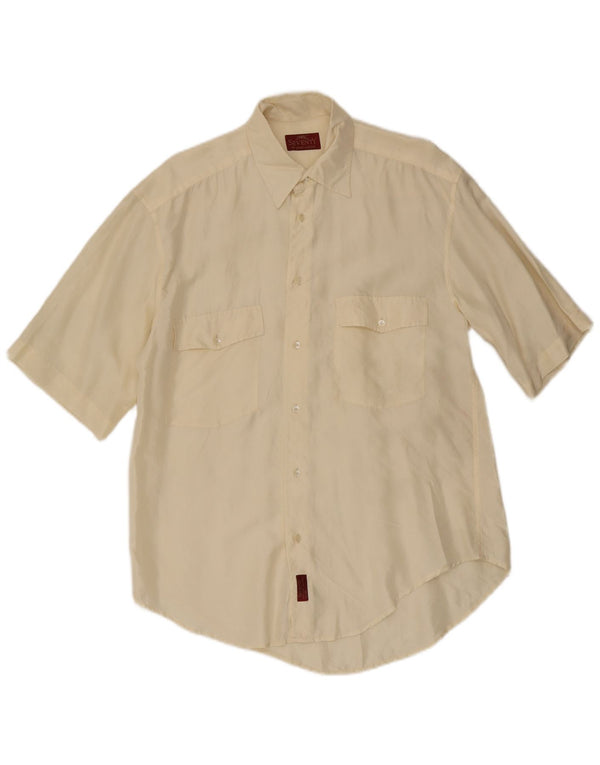 Seventy Mens Short Sleeve Shirt Medium White Silk