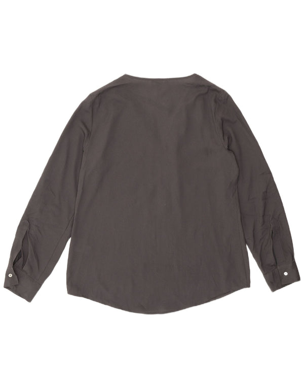 Calvin Klein Womens Long Sleeve Blouse Top UK 14 Medium Grey Polyester