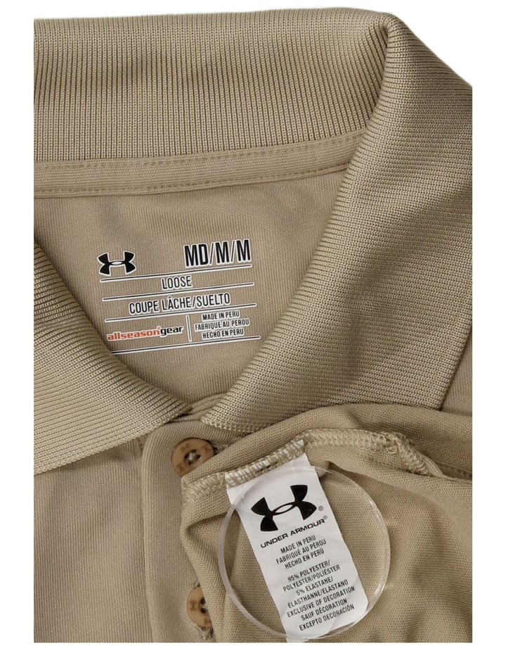 UNDER ARMOUR Mens Polo Shirt Medium Beige Polyester