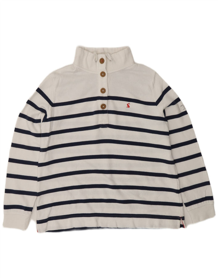 JOULES Womens Button Neck Sweatshirt Jumper UK 16 Large White Striped