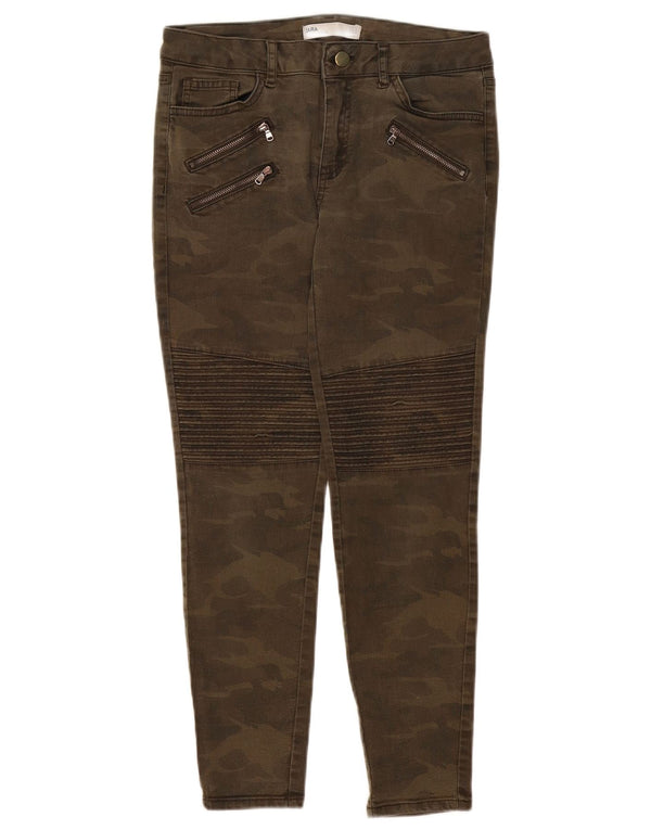 Zara Womens Slim Casual Trousers EU 38 Small W28 L26 Khaki Camouflage