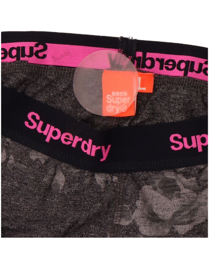 SUPERDRY Womens Graphic Leggings UK 14 Large  Grey Floral Cotton