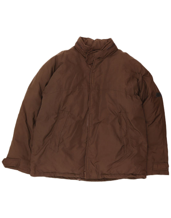 CALVIN KLEIN JEANS Mens Hooded Padded Jacket UK 42 XL Brown Nylon