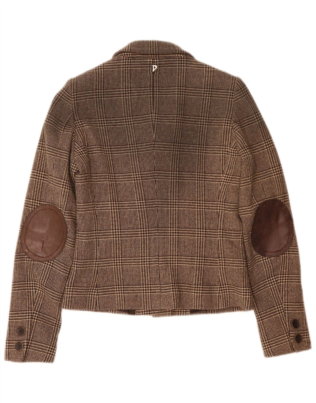 Dondup Womens 6 Button Blazer Jacket IT 42 Medium Brown Houndstooth Wool