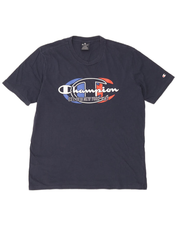 Champion Mens Graphic T-Shirt Top Large Navy Blue