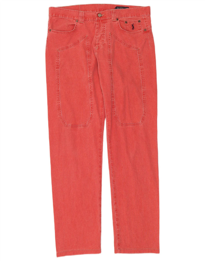 JECKERSON Mens Straight Casual Trousers W36 L34 Red