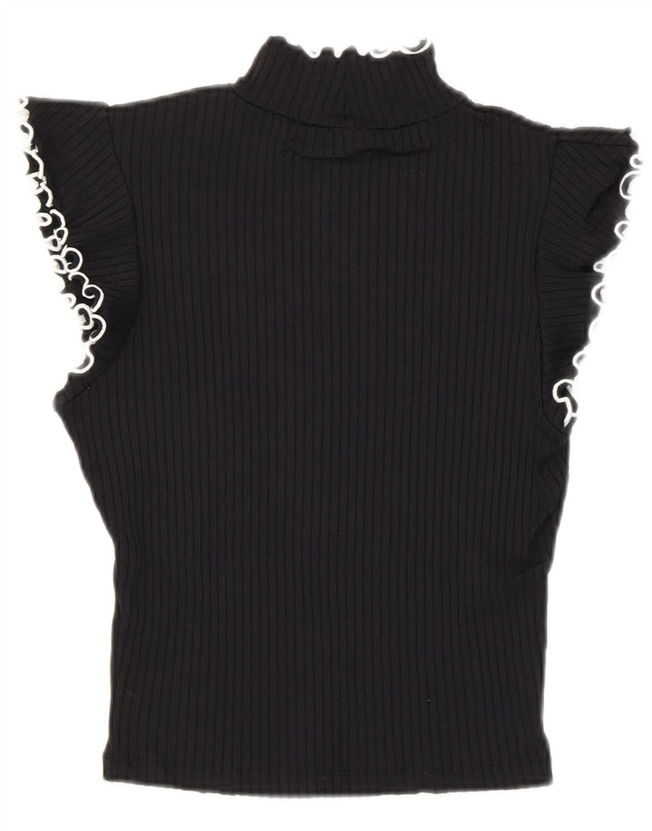 Zara Womens Crop Blouse Top UK 8 Small Black Polyamide