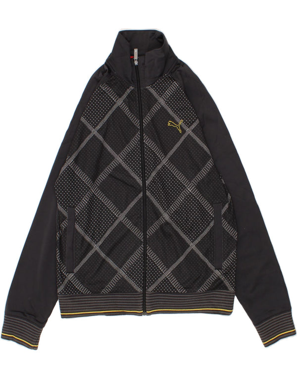 PUMA Mens Graphic Tracksuit Top Jacket Large Grey Geometric Polyester