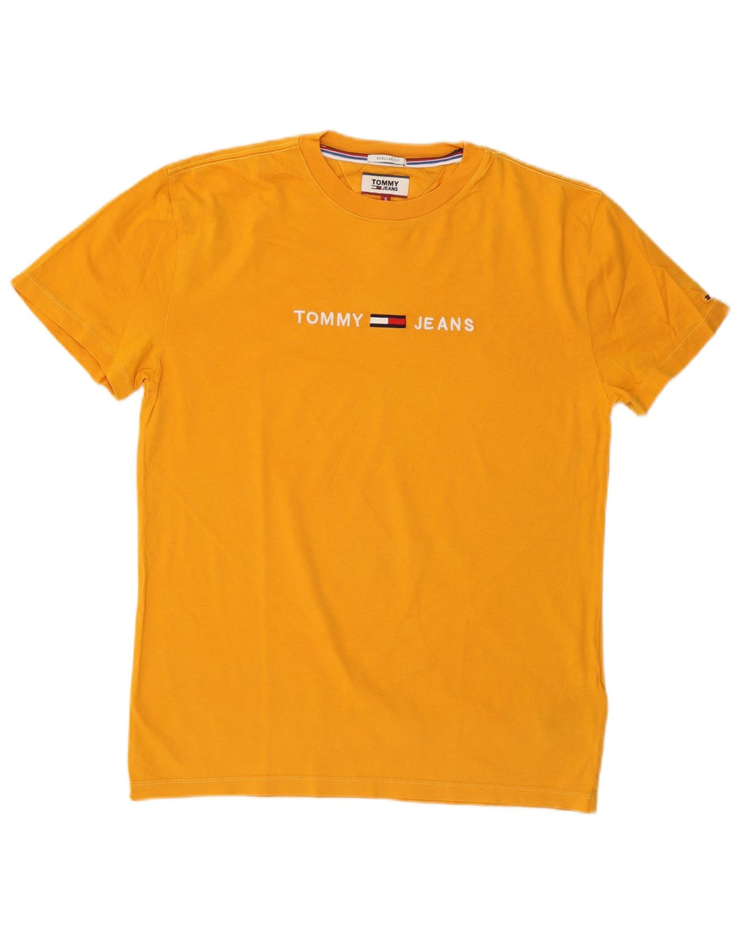 TOMMY HILFIGER Mens Regular Fit Graphic T-Shirt Top Small Yellow Cotton