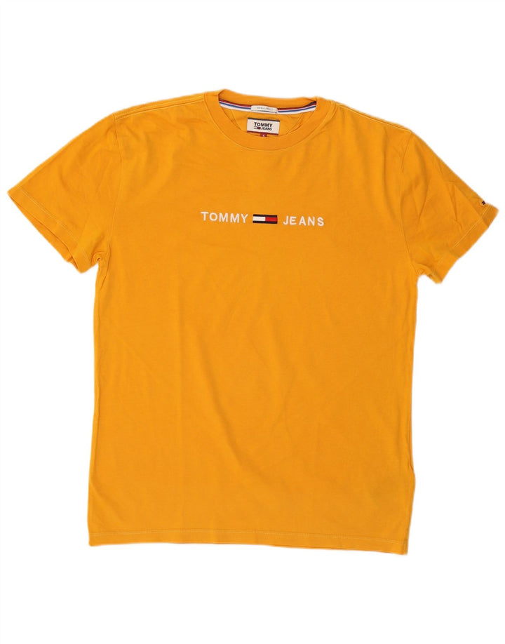 TOMMY HILFIGER Mens Regular Fit Graphic T-Shirt Top Small Yellow Cotton