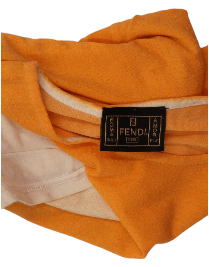 FENDI Womens T-Shirt Top IT 44 Medium Orange Colourblock Cotton