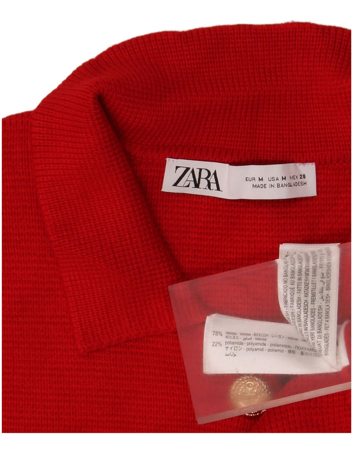 Zara Womens Cardigan Sweater UK 12 Medium Red Viscose