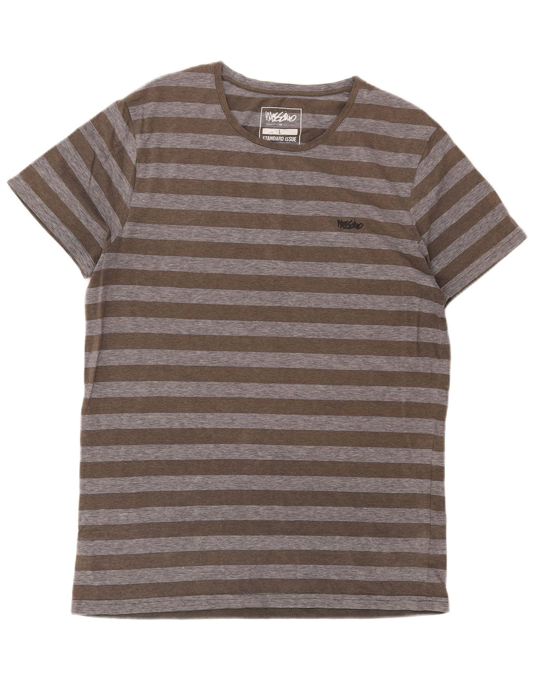 Mossimo Mens T-Shirt Top Large Khaki Striped