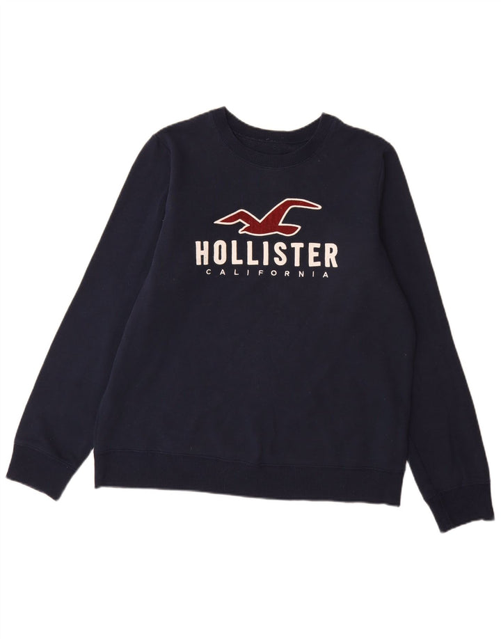 Hollister Mens Graphic Sweatshirt Jumper Medium Navy Blue Cotton