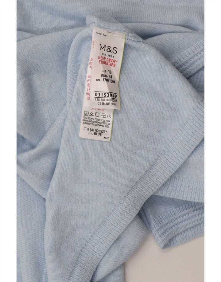 Marks & Spencer Womens Blouse Top UK 16 Large Blue Acrylic