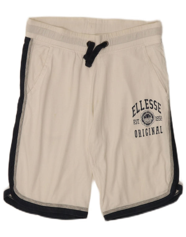 Ellesse Mens Graphic Sport Shorts Medium White Colourblock Cotton
