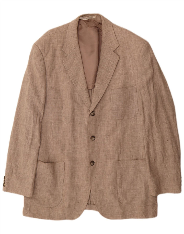 Marks & Spencer Mens 3 Button Blazer Jacket UK 42 Large Beige Linen