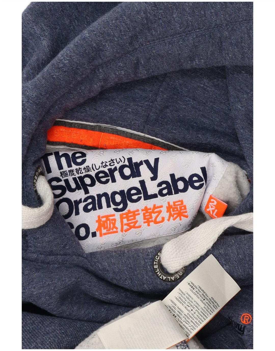 SUPERDRY Mens Hoodie Jumper 2XL Blue Flecked Cotton