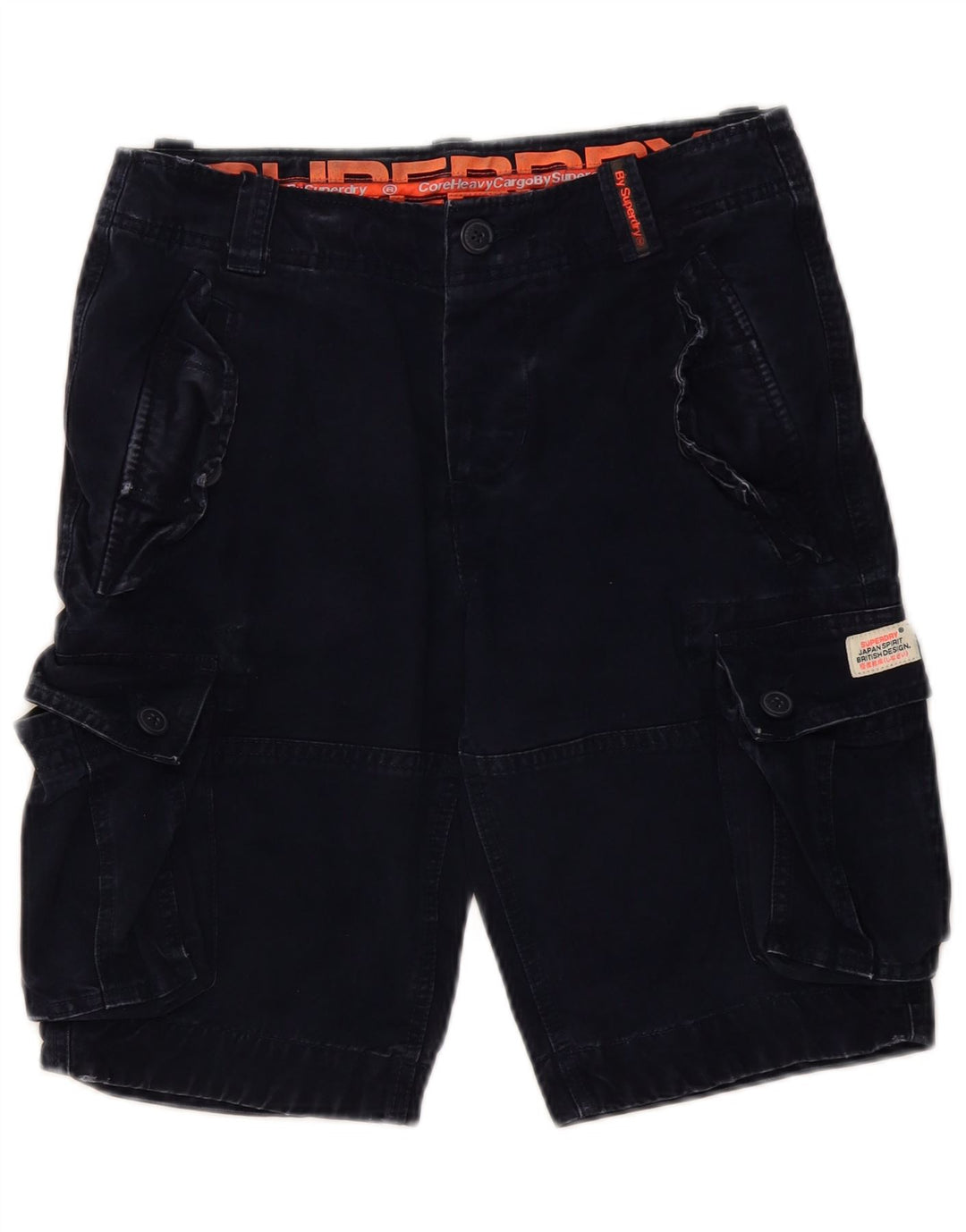 SUPERDRY Mens Cargo Shorts Small W29 Navy Blue Cotton