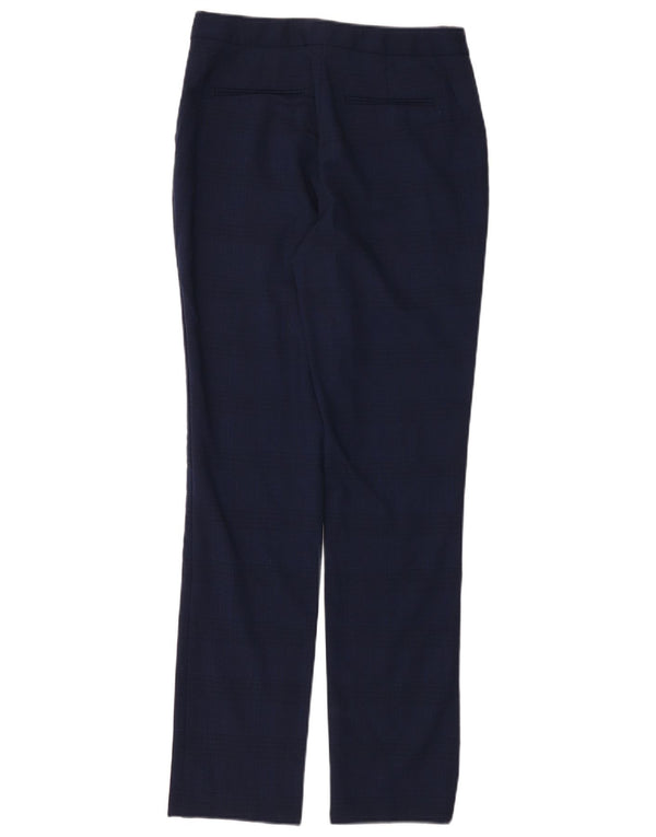 REISS Womens Slim Chino Trousers UK 8 Small W28 L31 Navy Blue Check Cotton