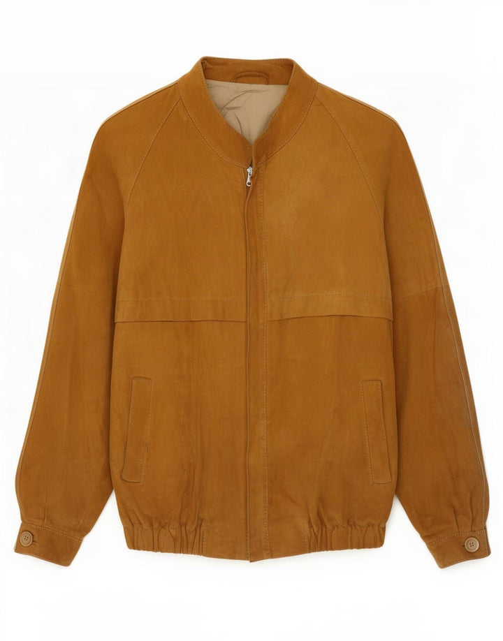 Vintage Mens Suede Bomber Jacket UK 36 Small Beige