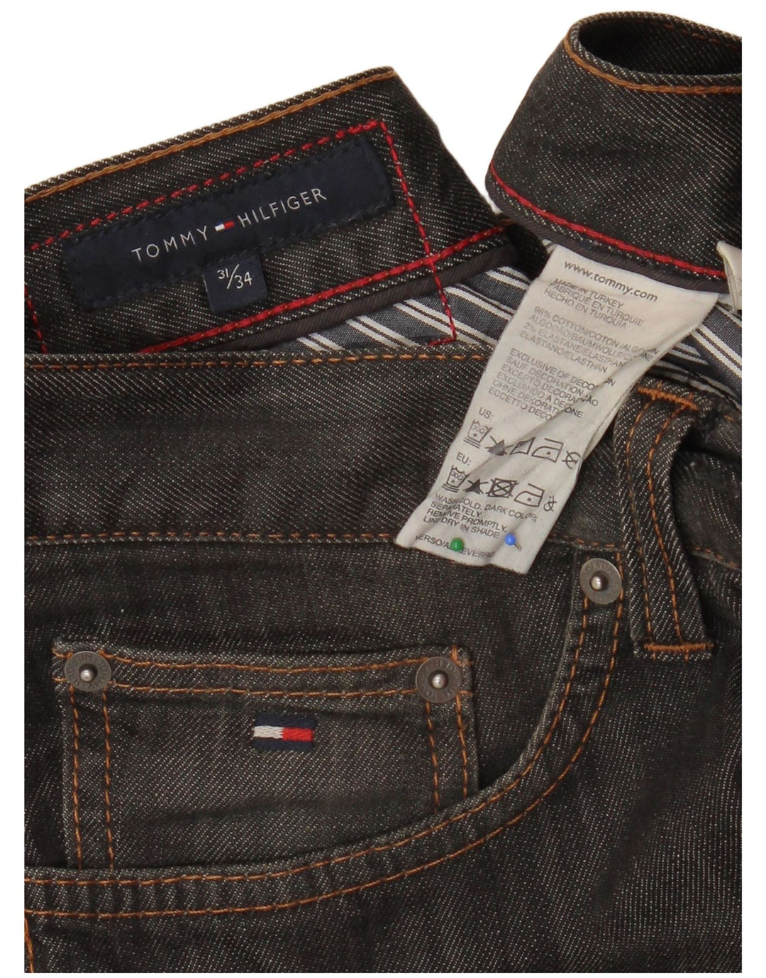 TOMMY HILFIGER Mens Straight Jeans W31 L28 Grey Cotton