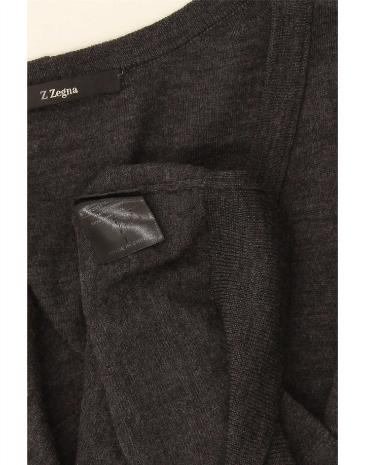 Z ZEGNA Womens Cardigan Sweater US 6 Medium Grey Wool