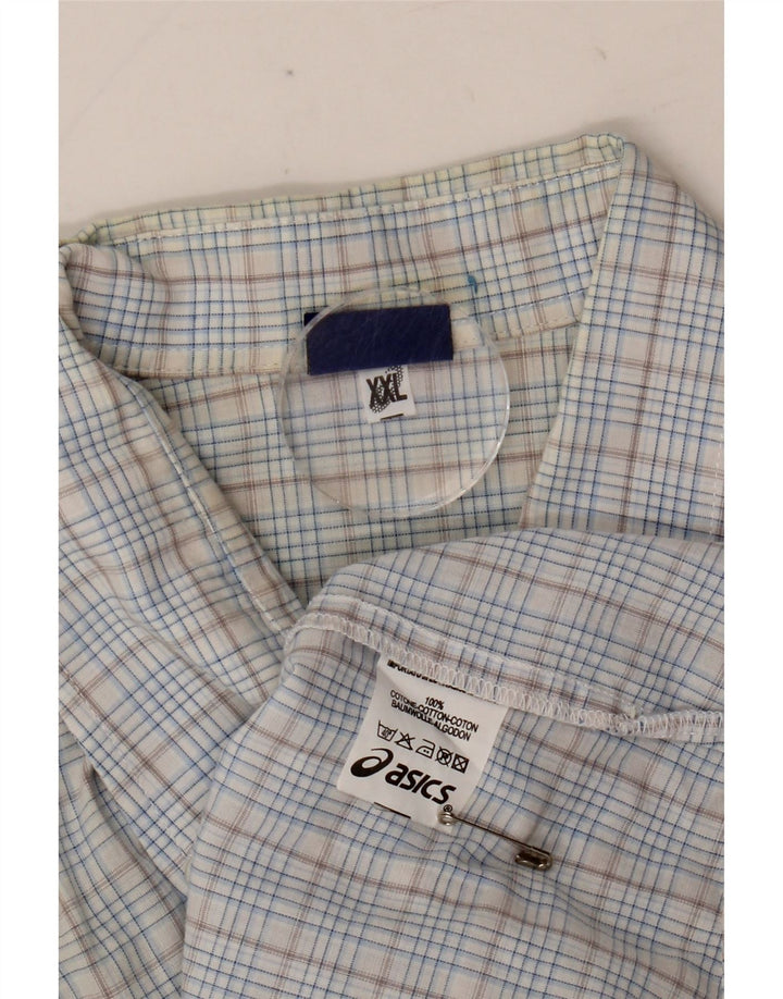 ASICS Mens Short Sleeve Shirt 2XL Blue Check Cotton