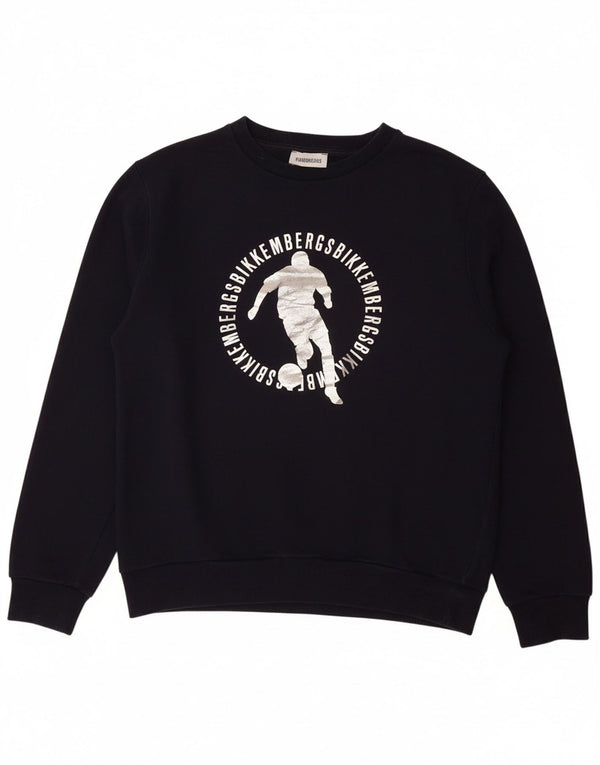 BIKKEMBERGS Boys Graphic Sweatshirt Jumper 15-16 Years Navy Blue Cotton